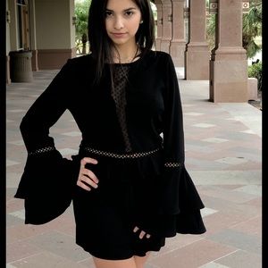 Black bell sleeve romper